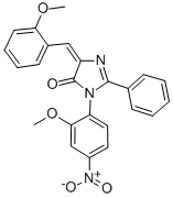 4H-Imidazol-4-one, 3,5-dihydro-3-(2-methoxy-4-nitrophenyl)-5-((2-metho xyphenyl)methylene)-2-phenyl- CAS#: 83495-04-9