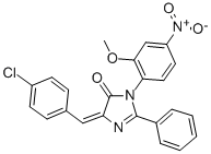 4H-Imidazol-4-one, 3,5-dihydro-5-((4-chlorophenyl)methylene)-3-(2-meth oxy-4-nitrophenyl)-2-phenyl- CAS#: 83495-03-8