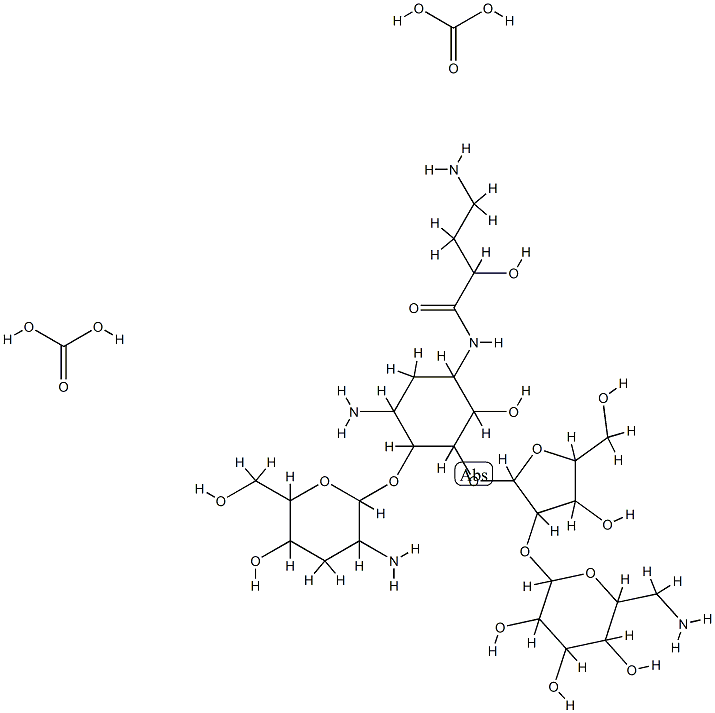 5-(O-(2-O-(6-amino-6-deoxy-beta-idopyranosyl)-beta-ribofuranosyl)-1-N-4-amino-2-hydroxybutanoyl)-3'-deoxyparomamine CAS#: 81166-10-1