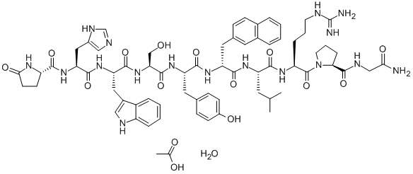 5-OXO-L-PROLYL-L-HISTIDYL-L-TRYPTOPHYL-L-SERYL-L-TYROSYL-3-(2-NAPHTHYL)-D-ALANYL-L-LEUCYL-L-ARGINYL-L-PROLYLGLYCINAMIDE ACETATE HYDRATE CAS#: 86220-42-0