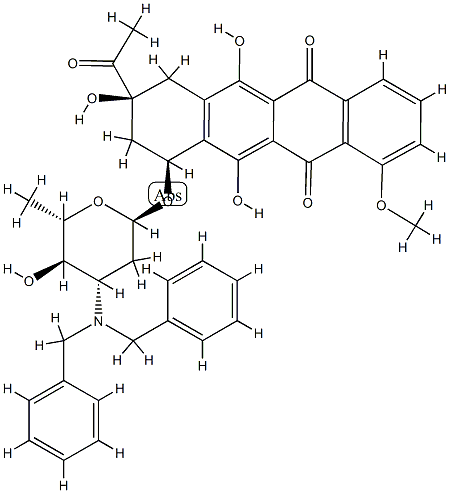 5,12-Naphthacenedione, 8-acetyl-10-((3-(bis(phenylmethyl)amino)-2,3,6- trideoxy-alpha-L-arabino-hexopyranosyl)oxy)-7,8,9,10-tetrahydro-6,8,11 -trihydroxy-1-methoxy-, (8S-cis)- CAS#: 80951-48-0