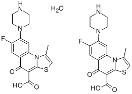 5H-Thiazolo(3,2-a)quinoline-4-carboxylic acid, 7-fluoro-1-methyl-5-oxo -8-(1-piperazinyl)-, hydrate (2:1) CAS#: 84339-08-2