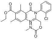 6-Quinazolinecarboxylic acid, 3,4-dihydro-3-(2-chlorophenyl)-5,7-dimet hyl-2-((((methylamino)carbonyl)oxy)methyl)-4-oxo-, ethyl ester CAS#: 82163-55-1