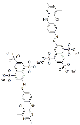 7-[[4-[(5-chloro-2-fluoro-6-methyl-4-pyrimidinyl)amino]phenyl]azo]naphthalene-1,3,5-trisulphonic acid, potassium sodium salt CAS#: 83400-25-3