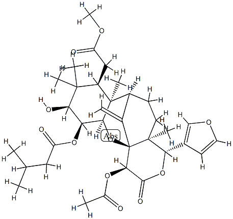 (13α,17aα)-15β-(Acetyloxy)-1α,14β:21,23-diepoxy-3α-hydroxy-4,4-dimethyl-2α-(3-methyl-1-oxobutoxy)-16-oxo-D-homo-24-nor-17-oxa-6,7-seco-5β-chola-7,20,22-triene-6-carboxylic acid methyl ester CAS#: 80931-32-4