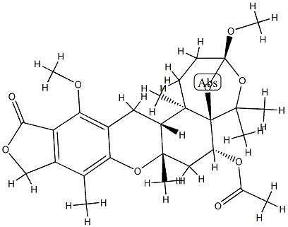 (3S)-6α-Acetyloxy-1,2,3,6,7,7a,10,14,14aβ,14b-decahydro-3,13-dimethoxy-5,5,7aβ,9,14bα-pentamethyl-12H-3β,5aβ-epoxy-5H-furo[3,4-i]oxepino[4,3-a]xanthen-12-one CAS#: 81543-01-3