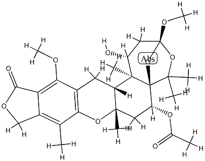 (1R)-6α-Acetyloxy-1,2,3,6,7,7a,10,14,14aβ,14b-decahydro-1α-hydroxy-3,13-dimethoxy-5,5,7aβ,9,14bα-pentamethyl-12H-3β,5aβ-epoxy-5H-furo[3,4-i]oxepino[4,3-a]xanthen-12-one CAS#: 81543-05-7