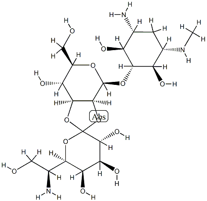 (+)-5-O-[2-O,3-O-[6-Amino-1,6-dideoxy-L-glycero-D-galacto-heptopyranose-1-ylidene]-β-D-manno-hexopyranosyl]-N'-methyl-2-deoxy-D-streptamine CAS#: 83378-70-5
