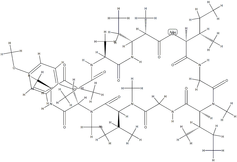 (3S)-Cyclo[L-Hmp-Gly-N-methyl-L-Ile-Gly-N-methyl-L-Val-N,O-dimethyl-L-Tyr-[(4S)-2,2,4-trimethyl-3-oxo-γAbu-]L-Ala-[(2S,3R)-3-ethyl-2-methyl βAla-]] CAS#: 83712-17-8