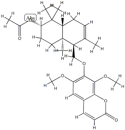 7-[[(1R)-6β-Acetyloxy-1,4,4aα,5,6,7,8,8a-octahydro-2,5,5,8aβ-tetramethylnaphthalen-1α-yl]methoxy]-6,8-dimethoxy-2H-1-benzopyran-2-one CAS#: 84710-33-8