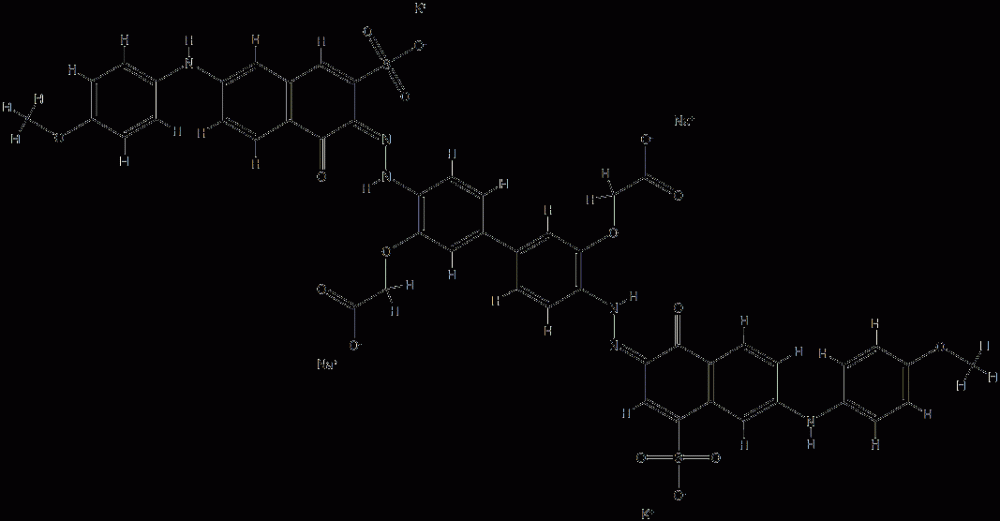 Acetic acid, 2,2'-[[4-[[1-hydroxy-6-[( 4-methoxyphenyl)amino]-3-sulfo-2-naphthalenyl]azo ]-4'-[[1-hydroxy-6-[(4-methoxyphenyl)amino]-4-sulf o-2-naphthalenyl]azo][1,1'-biphenyl]-3,3'-diyl]b is(oxy)]bis-, potassium sodium salt CAS#: 83249-28-9