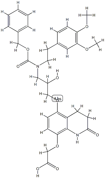 Acetic acid, 5-3-2-(3,4-dimethoxyphenyl)ethyl(phenylmethoxy)carbonylamino-2-hydroxypropoxy-1,2,3,4-tetrahydro-2-oxo-8-quinolinyloxy- CAS#: 80090-30-8
