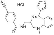 Benzamide, 4-cyano-N-((2,3-dihydro-1-methyl-5-(3-thienyl)-1H-1,4-benzo diazepin-2-yl)methyl)-,monohydrochloride CAS#: 84671-47-6