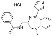 Benzamide, N-((2,3-dihydro-1-methyl-5-(3-thienyl)-1H-1,4-benzodiazepin -2-yl)methyl)-, monohydrochloride CAS#: 84671-55-6