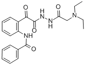 Benzeneacetic acid, 2-(benzoylamino)-alpha-oxo-, 2-((diethylamino)acet yl)hydrazide CAS#: 85080-18-8