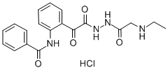 Benzeneacetic acid, 2-(benzoylamino)-alpha-oxo-, 2-((ethylamino)acetyl )hydrazide, HCl CAS#: 85080-17-7
