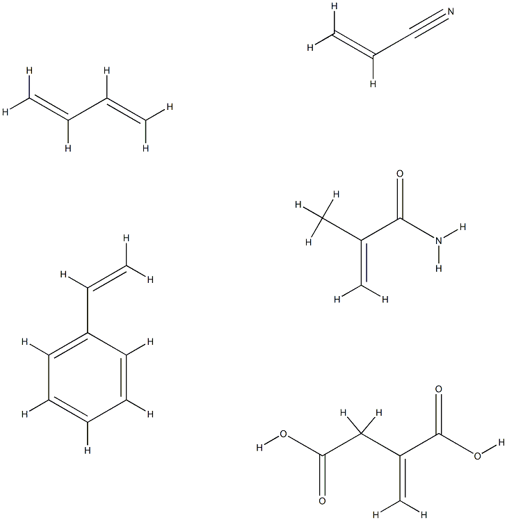 Butanedioic acid, methylene-, polymer with 1,3-butadiene, ethenylbenzene, 2-methyl-2-propenamide and 2-propenenitrile CAS#: 86220-54-4