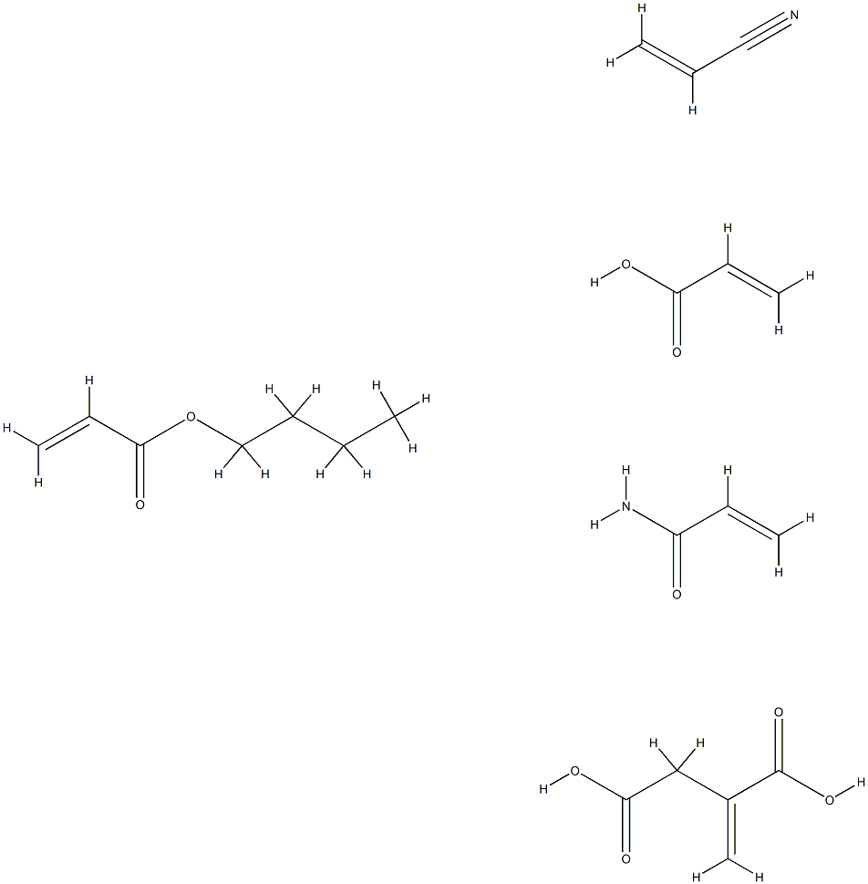 Butanedioic acid, methylene-, polymer with butyl 2-propenoate, 2-propenamide, 2-propenenitrile and 2-propenoic acid CAS#: 86242-86-6