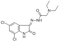 Glycine, N,N-diethyl-, (5,7-dichloro-1,2-dihydro-2-oxo-3H-indol-3-ylid ene)hydrazide, (Z)- CAS#: 86873-12-3