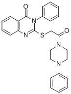 Piperazine, 1-(((3,4-dihydro-4-oxo-3-phenyl-2-quinazolinyl)thio)acetyl )-4-phenyl- CAS#: 81262-71-7