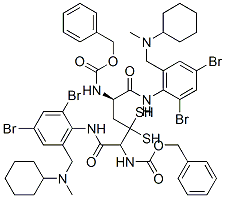 benzyl N-[(1R)-1-[[2,4-dibromo-6-[(cyclohexyl-methyl-amino)methyl]phenyl]carbamoyl]-2-[(2R)-2-[[2,4-dibromo-6-[(cyclohexyl-methyl-amino)methyl]phenyl]carbamoyl]-2-phenylmethoxycarbonylamino-ethyl]disulfanyl-ethyl]carbamate CAS#: 86042-50-4