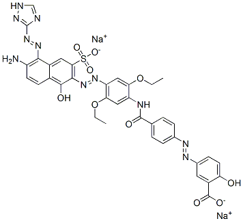 disodium 5-[[4-[[[4-[[6-amino-1-hydroxy-3-sulphonato-5-(1H-1,2,4-triazole-3-ylazo)-2-naphthyl]azo]-2,5-diethoxyphenyl]amino]carbonyl]phenyl]azo]salicylate CAS#: 83249-32-5