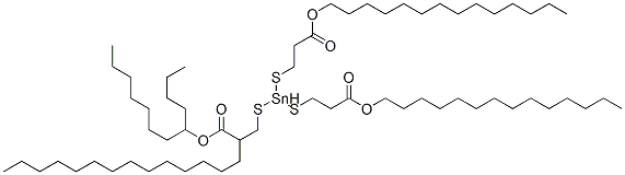 tetradecyl 5-dodecyl-9-oxo-5-[[3-oxo-3-(tetradecyloxy)propyl]thio]-10-oxa-4,6-dithia-5-stannatetracosanoate CAS#: 83898-49-1