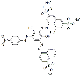 trisodium 4-[[2,6-dihydroxy-3-[(4-nitrophenyl)azo]-5-[(4-sulphonato-1-naphthyl)azo]phenyl]azo]-5-hydroxynaphtalene-2,7-disulphonate CAS#: 81064-47-3