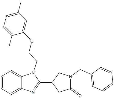 1-benzyl-4-(1-(2-(2,5-dimethylphenoxy)ethyl)-1H-benzo[d]imidazol-2-yl)pyrrolidin-2-one CAS#: 862828-40-8