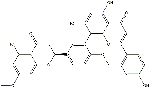 2,3-Dihydro-4',5,5'',7-tetrahydroxy-4''',7''-dimethoxy-3',8''-biflavone CAS#: 873999-88-3