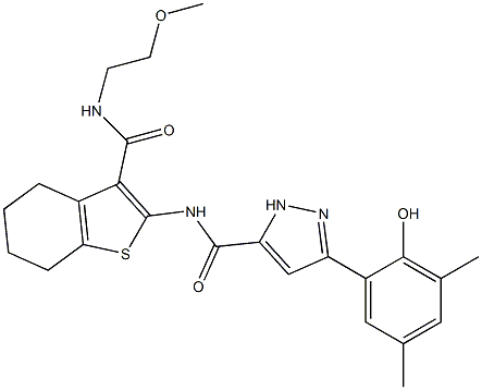 3-(2-hydroxy-3,5-dimethylphenyl)-N-(3-{[(2-methoxyethyl)amino]carbonyl}-4,5,6,7-tetrahydro-1-benzothien-2-yl)-1H-pyrazole-5-carboxamide CAS#: 879771-50-3