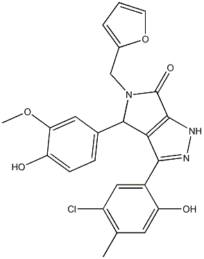 3-(5-chloro-2-hydroxy-4-methylphenyl)-5-(2-furylmethyl)-4-(4-hydroxy-3-methoxyphenyl)-4,5-dihydropyrrolo[3,4-c]pyrazol-6(1H)-one CAS#: 866245-76-3