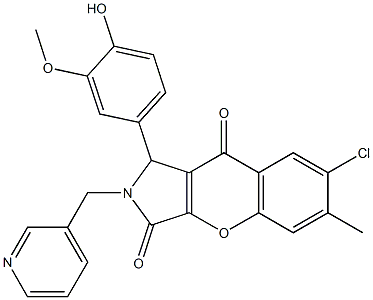 7-chloro-1-(4-hydroxy-3-methoxyphenyl)-6-methyl-2-(3-pyridinylmethyl)-1,2-dihydrochromeno[2,3-c]pyrrole-3,9-dione CAS#: 874128-36-6