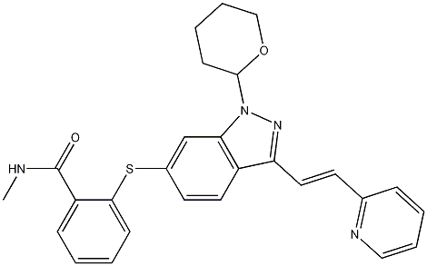 N-Methyl-2-[[3-[(1E)-2-(2-pyridinyl)ethenyl]-1-(tetrahydro-2H-pyran-2-yl)-1H-indazol-6-yl]thio]benzamide CAS#: 885126-35-2