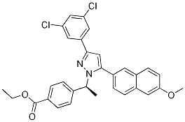 (S)-ethyl 4-(1-(3-(3,5-dichlorophenyl)-5-(6-Methoxynaphthalen-2-yl)-1H-pyrazol-1-yl)ethyl)benzoate CAS#: 870823-10-2