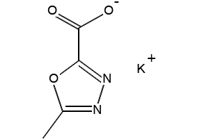 Struttura del sale di potassio dell'acido 5-metil-1,3,4-ossadiazolo-2-carbossilico CAS 888504-28-7