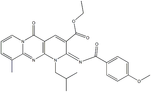 ethyl 1-isobutyl-2-[(4-methoxybenzoyl)imino]-10-methyl-5-oxo-1,5-dihydro-2H-dipyrido[1,2-a:2,3-d]pyrimidine-3-carboxylate CAS#: 842956-80-3