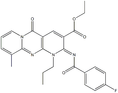ethyl 2-[(4-fluorobenzoyl)imino]-10-methyl-5-oxo-1-propyl-1,5-dihydro-2H-dipyrido[1,2-a:2,3-d]pyrimidine-3-carboxylate CAS#: 847245-67-4