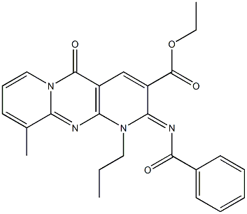 ethyl 2-(benzoylimino)-10-methyl-5-oxo-1-propyl-1,5-dihydro-2H-dipyrido[1,2-a:2,3-d]pyrimidine-3-carboxylate CAS#: 847163-32-0