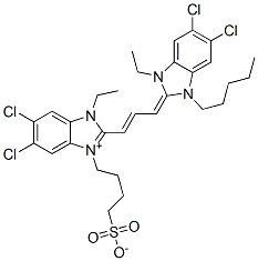 1H-Benzimidazolium,5,6-dichloro-2-[3-(5,6-dichloro-1-ethyl-1,3-dihydro-3-pentyl-2H-benzimidazol-2-ylidene)-1-propenyl]-1-ethyl-3-(4-sulfobutyl)-, inner salt CAS#: 95181-26-3