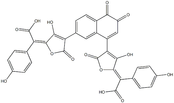 (αE,α'E)-α,α'-[(3,4-Dihydro-3,4-dioxonaphthalene-1,7-diyl)bis(3-hydroxy-5-oxofuran-4-yl-2(5H)-ylidene)]bis(4-hydroxybenzeneacetic acid) CAS#: 90295-70-8
