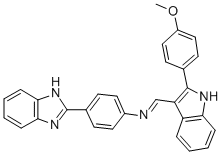 Benzenamine, 4-(1H-benzimidazol-2-yl)-N-((2-(4-methoxyphenyl)-1H-indol -3-yl)methylene)- CAS#: 92574-30-6