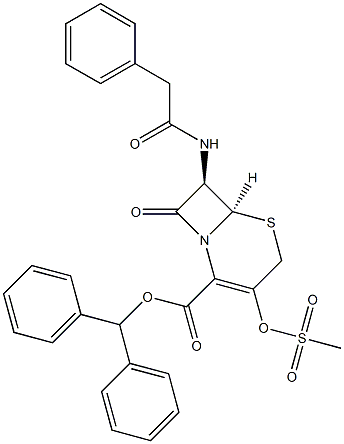 DIPHENYLMETHYL (7R)-3-(MESYLOXY)-7-(PHENYLACETAMIDO)-3,4-DIDEHYDROCEPHAM-4-CARBOXYLATE CAS#: 92096-37-2