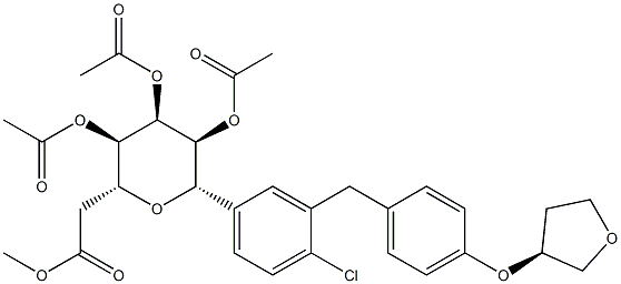 (1S)-1,5-anhydro-2,3,4,6-tetra-O-acteyl-1-C-[4-chloro-3-[[4-[[(3S)-tetrahydrofu-ran-3-yl]oxy]phenyl] methyl]phenyl]-D-Glucitol CAS#: 915095-99-7
