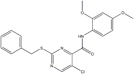 2-(benzylsulfanyl)-5-chloro-N-(2,4-dimethoxyphenyl)-4-pyrimidinecarboxamide CAS#: 901669-25-8