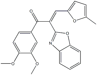 (2E)-2-(1,3-benzoxazol-2-yl)-1-(3,4-dimethoxyphenyl)-3-(5-methylfuran-2-yl)prop-2-en-1-one CAS#: 929838-13-1