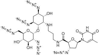(2S,3S,5R)-3-AZIDO-N-(3-((1S,2S,3S,5R,6R)-3,5-DIAZIDO-2-((2S,3R,4R,5S,6R)-3-AZIDO-6-(AZIDOMETHYL)-4,5-DIHYDROXYTETRAHYDRO-2H-PYRAN-2-YLOXY)-6-HYDROXYCYCLOHEXYLAMINO)PROPYL)-5-(5-METHYL-2,4-DIOXO-3,4-DIHYDROPYRIMIDIN-1(2H)-YL)TETRAHYDROFURAN-2-CARBOXAMIDE CAS#: 948916-06-1