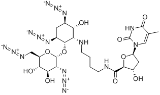 (2S,3S,5R)-N-(4-((1S,2S,3S,5R,6R)-3,5-DIAZIDO-2-((2S,3R,4R,5S,6R)-3-AZIDO-6-(AZIDOMETHYL)-4,5-DIHYDROXYTETRAHYDRO-2H-PYRAN-2-YLOXY)-6-HYDROXYCYCLOHEXYLAMINO)BUTYL)-3-HYDROXY-5-(5-METHYL-2,4-DIOXO-3,4-DIHYDROPYRIMIDIN-1(2H)-YL)TETRAHYDROFURAN-2-CARBOXAMIDE CAS#: 948916-04-9