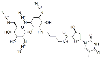 (2S,3S,5R)-N-(4-((1S,2S,3S,5R,6R)-3,5-DIAZIDO-2-((2S,3R,5S,6R)-3-AZIDO-6-(AZIDOMETHYL)-4,5-DIHYDROXYTETRAHYDRO-2H-PYRAN-2-YLOXY)-6-HYDROXYCYCLOHEXYLAMINO)BUTYL)-3-HYDROXY-5-(5-METHYL-2,4-DIOXO-3,4-DIHYDROPYRIMIDIN-1(2H)-YL)TETRAHYDROFURAN-2-CARBOXAMIDE CAS#: 948916-28-7