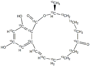 (3S,11E)-3,4,5,6,9,10-Hexahydro-14,16-dihydroxy-3-(methyl-13C)-1H-2-benzoxacyclotetradecin-1,7(8H)-dione-13C17 CAS#: 911392-43-3